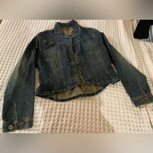 Jennyfer J Vintage Denim Button Large Blazer Coat Size L Rare